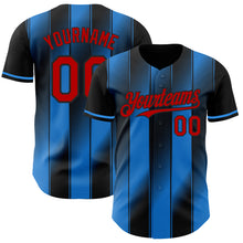 Загрузить изображение в средство просмотра галереи, Custom Black Red-Electric Blue Gradient Classic Vertical Stripe Authentic Baseball Jersey
