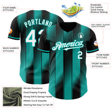 Load image into Gallery viewer, Custom Black White-Aqua Gradient Classic Vertical Stripe Authentic Baseball Jersey
