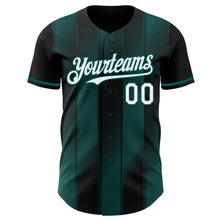 Load image into Gallery viewer, Custom Black White-Midnight Green Gradient Classic Vertical Stripe Authentic Baseball Jersey
