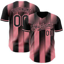 Laden Sie das Bild in den Galerie-Viewer, Custom Black-Medium Pink Gradient Classic Vertical Stripe Authentic Baseball Jersey
