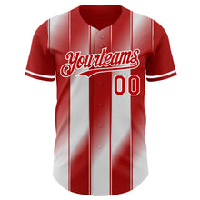 Load image into Gallery viewer, Custom Red-White Gradient Classic Vertical Stripe Authentic Baseball Jersey
