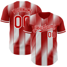 Load image into Gallery viewer, Custom Red-White Gradient Classic Vertical Stripe Authentic Baseball Jersey
