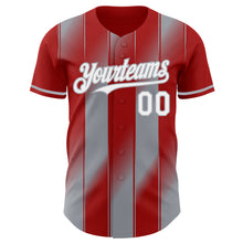 Laden Sie das Bild in den Galerie-Viewer, Custom Red White-Gray Gradient Classic Vertical Stripe Authentic Baseball Jersey
