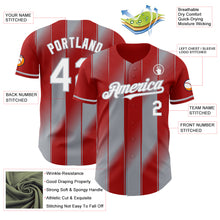 Laden Sie das Bild in den Galerie-Viewer, Custom Red White-Gray Gradient Classic Vertical Stripe Authentic Baseball Jersey
