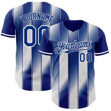Custom Royal-White Gradient Classic Vertical Stripe Authentic Baseball Jersey
