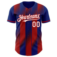 Load image into Gallery viewer, Custom Royal White-Red Gradient Classic Vertical Stripe Authentic Baseball Jersey

