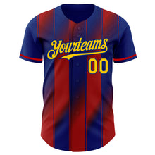 Load image into Gallery viewer, Custom Royal Yellow-Red Gradient Classic Vertical Stripe Authentic Baseball Jersey
