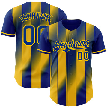 Custom Royal-Yellow Gradient Classic Vertical Stripe Authentic Baseball Jersey