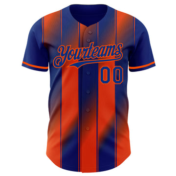 Custom Royal-Orange Gradient Classic Vertical Stripe Authentic Baseball Jersey