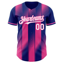 Load image into Gallery viewer, Custom Royal White-Pink Gradient Classic Vertical Stripe Authentic Baseball Jersey
