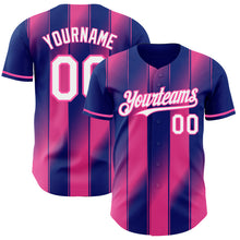 Load image into Gallery viewer, Custom Royal White-Pink Gradient Classic Vertical Stripe Authentic Baseball Jersey

