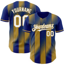 Charger l'image dans la galerie, Custom Royal White-Old Gold Gradient Classic Vertical Stripe Authentic Baseball Jersey

