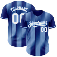 Load image into Gallery viewer, Custom Royal White-Light Blue Gradient Classic Vertical Stripe Authentic Baseball Jersey
