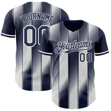 Laden Sie das Bild in den Galerie-Viewer, Custom Navy-White Gradient Classic Vertical Stripe Authentic Baseball Jersey
