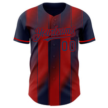 Загрузить изображение в средство просмотра галереи, Custom Navy-Red Gradient Classic Vertical Stripe Authentic Baseball Jersey
