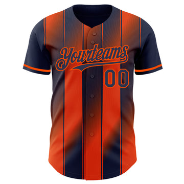 Custom Navy-Orange Gradient Classic Vertical Stripe Authentic Baseball Jersey