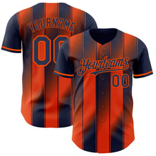Laden Sie das Bild in den Galerie-Viewer, Custom Navy-Orange Gradient Classic Vertical Stripe Authentic Baseball Jersey
