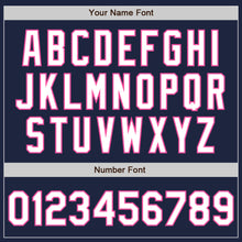 Load image into Gallery viewer, Custom Navy White-Pink Gradient Classic Vertical Stripe Authentic Baseball Jersey
