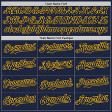 Charger l'image dans la galerie, Custom Navy-Gold Gradient Classic Vertical Stripe Authentic Baseball Jersey

