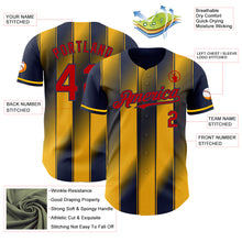Load image into Gallery viewer, Custom Navy Red-Gold Gradient Classic Vertical Stripe Authentic Baseball Jersey

