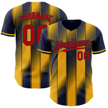 Load image into Gallery viewer, Custom Navy Red-Gold Gradient Classic Vertical Stripe Authentic Baseball Jersey
