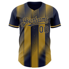 Загрузить изображение в средство просмотра галереи, Custom Navy-Old Gold Gradient Classic Vertical Stripe Authentic Baseball Jersey
