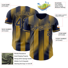Загрузить изображение в средство просмотра галереи, Custom Navy-Old Gold Gradient Classic Vertical Stripe Authentic Baseball Jersey
