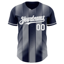 Load image into Gallery viewer, Custom Navy White-Gray Gradient Classic Vertical Stripe Authentic Baseball Jersey
