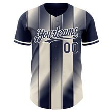 Laden Sie das Bild in den Galerie-Viewer, Custom Navy Cream-Cream Gradient Classic Vertical Stripe Authentic Baseball Jersey
