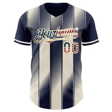 Загрузить изображение в средство просмотра галереи, Custom Navy Vintage USA Flag Cream-Cream Gradient Classic Vertical Stripe Authentic Baseball Jersey
