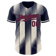 Load image into Gallery viewer, Custom Navy Crimson-Cream Gradient Classic Vertical Stripe Authentic Baseball Jersey
