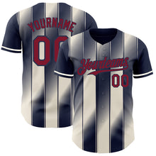 Load image into Gallery viewer, Custom Navy Crimson-Cream Gradient Classic Vertical Stripe Authentic Baseball Jersey
