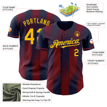 Load image into Gallery viewer, Custom Navy Gold-Crimson Gradient Classic Vertical Stripe Authentic Baseball Jersey
