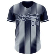 Laden Sie das Bild in den Galerie-Viewer, Custom Navy-Silver Gradient Classic Vertical Stripe Authentic Baseball Jersey
