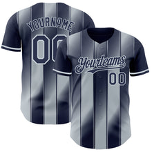 Laden Sie das Bild in den Galerie-Viewer, Custom Navy-Silver Gradient Classic Vertical Stripe Authentic Baseball Jersey
