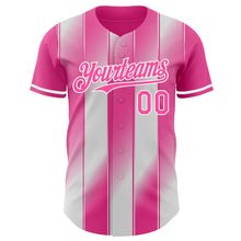 Загрузить изображение в средство просмотра галереи, Custom Pink-White Gradient Classic Vertical Stripe Authentic Baseball Jersey
