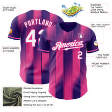 Laden Sie das Bild in den Galerie-Viewer, Custom Purple White-Pink Gradient Classic Vertical Stripe Authentic Baseball Jersey
