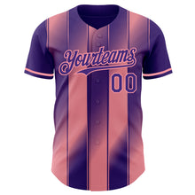 Загрузить изображение в средство просмотра галереи, Custom Purple-Medium Pink Gradient Classic Vertical Stripe Authentic Baseball Jersey
