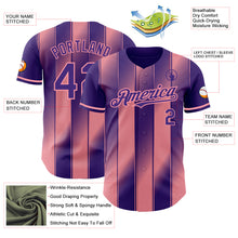 Загрузить изображение в средство просмотра галереи, Custom Purple-Medium Pink Gradient Classic Vertical Stripe Authentic Baseball Jersey
