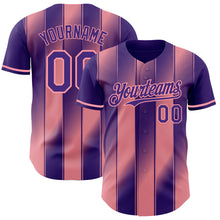 Загрузить изображение в средство просмотра галереи, Custom Purple-Medium Pink Gradient Classic Vertical Stripe Authentic Baseball Jersey
