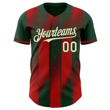 Laden Sie das Bild in den Galerie-Viewer, Custom Green Cream-Red Gradient Classic Vertical Stripe Authentic Baseball Jersey
