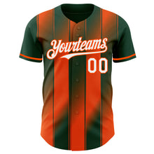 Laden Sie das Bild in den Galerie-Viewer, Custom Green White-Orange Gradient Classic Vertical Stripe Authentic Baseball Jersey
