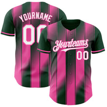 Загрузить изображение в средство просмотра галереи, Custom Green White-Pink Gradient Classic Vertical Stripe Authentic Baseball Jersey
