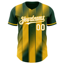 Charger l'image dans la galerie, Custom Green White-Gold Gradient Classic Vertical Stripe Authentic Baseball Jersey
