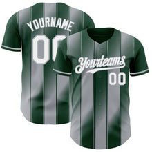 Charger l'image dans la galerie, Custom Green White-Gray Gradient Classic Vertical Stripe Authentic Baseball Jersey
