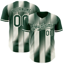 Load image into Gallery viewer, Custom Green Cream-Cream Gradient Classic Vertical Stripe Authentic Baseball Jersey
