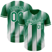 Laden Sie das Bild in den Galerie-Viewer, Custom Kelly Green-White Gradient Classic Vertical Stripe Authentic Baseball Jersey
