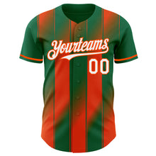 Загрузить изображение в средство просмотра галереи, Custom Kelly Green White-Orange Gradient Classic Vertical Stripe Authentic Baseball Jersey

