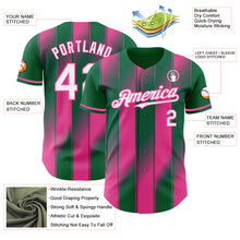 Laden Sie das Bild in den Galerie-Viewer, Custom Kelly Green White Pink-Pink Gradient Classic Vertical Stripe Authentic Baseball Jersey
