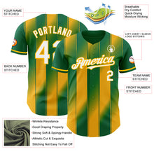 Load image into Gallery viewer, Custom Kelly Green White-Gold Gradient Classic Vertical Stripe Authentic Baseball Jersey
